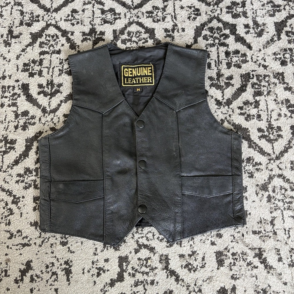 Vintage Genuine LEATHER MOTORCYCLE VEST KIDS MOTORCYCLE VEST Medium